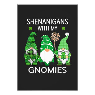 St Patricks Day Glückskleeblatt Leopard Gnome Fotodruck