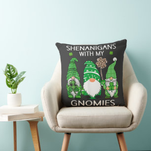 St Patricks Day Glückskleeblatt Leopard Gnome Kissen