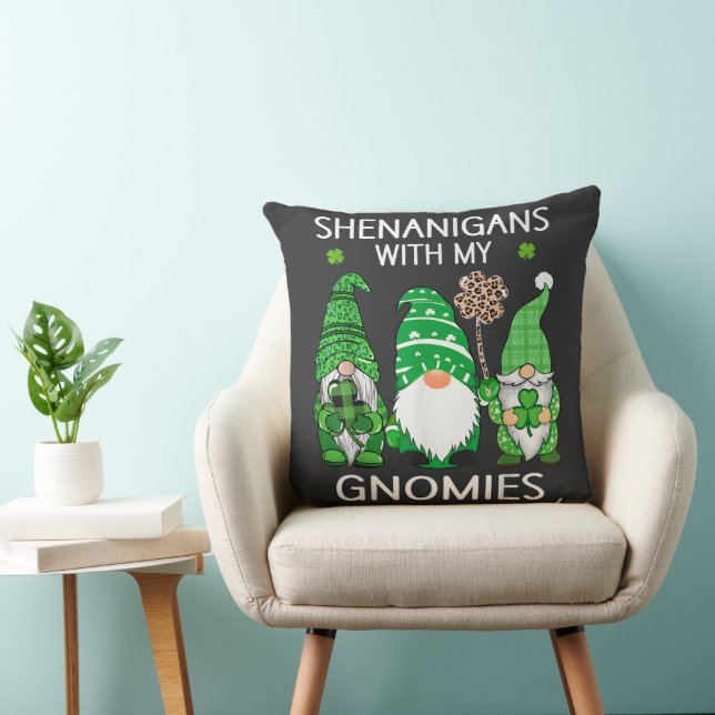 St Patricks Day Glückskleeblatt Leopard Gnome  Kissen (Stuhl )