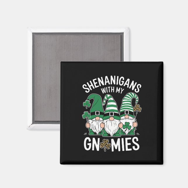 St Patricks Day Glückskleeblatt Leopard Gnome  Magnet (Vorderseite/Rückseite)