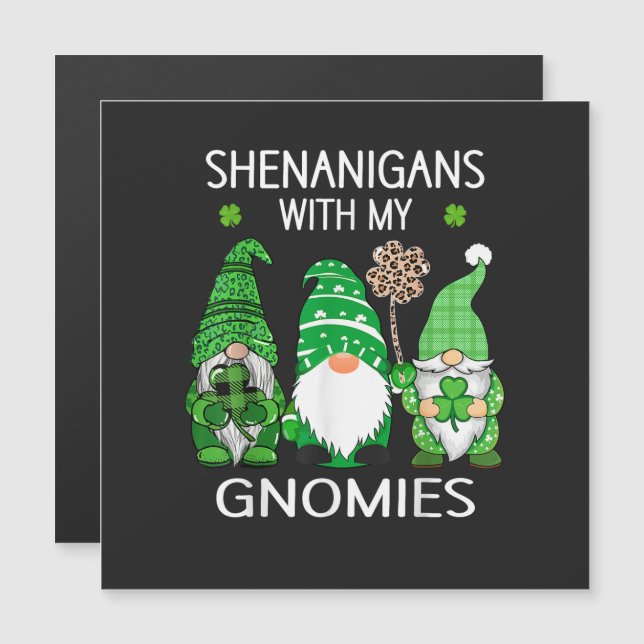 St Patricks Day Glückskleeblatt Leopard Gnome  Magnetkarte (Vorne/Hinten)