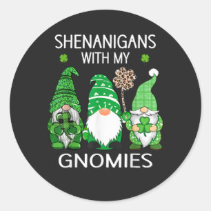 St Patricks Day Glückskleeblatt Leopard Gnome Runder Aufkleber