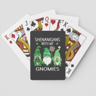 St Patricks Day Glückskleeblatt Leopard Gnome Spielkarten