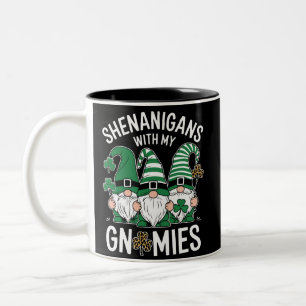 St Patricks Day Glückskleeblatt Leopard Gnome  Zweifarbige Tasse