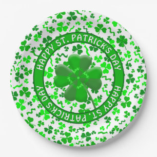 St. Patricks Day Glücksschleifen Personalisiert Pappteller