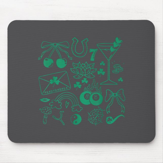 St Patricks Day Glückssymbole Glücksbringer Sankt  Mousepad (Vorne)