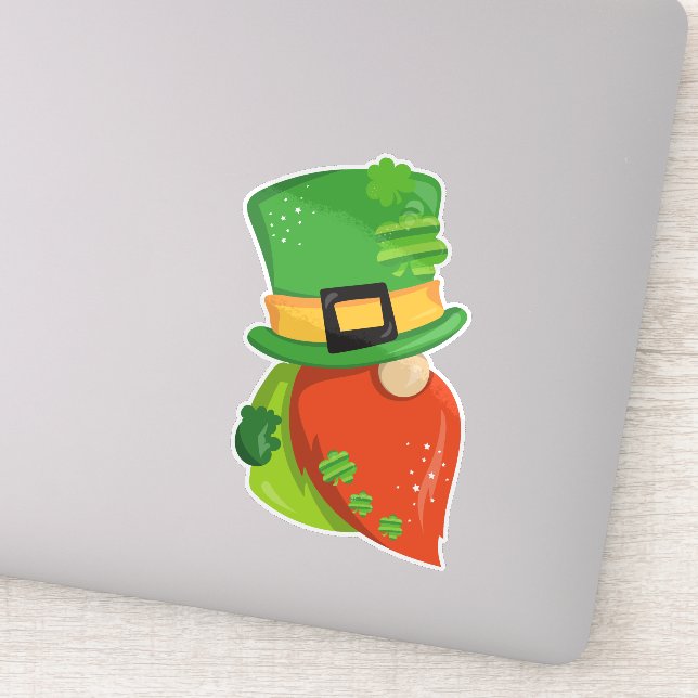 St. Patrick's Day Gnome, Leprechaun Hat, Clovers Aufkleber (Detail)
