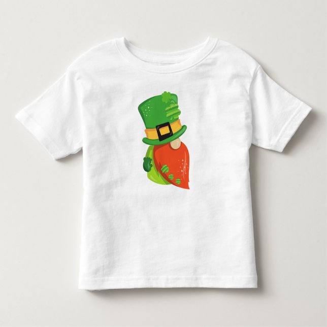 St. Patrick's Day Gnome, Leprechaun Hat, Clovers Kleinkind T-shirt (Vorderseite)