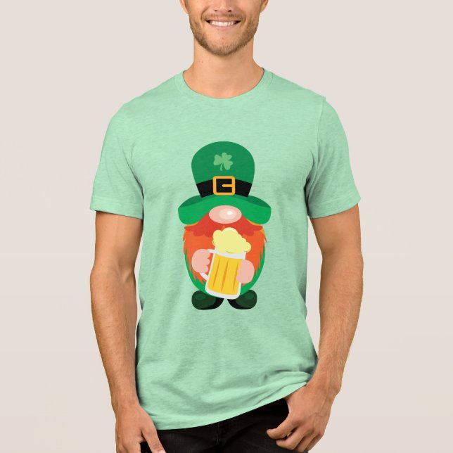 St. Patrick's Day Gnome mit Bier Tri-Blend Shirt (Vorderseite)