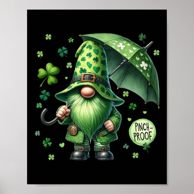 St Patricks Day Gnome mit grünem Bart Funny Pinch Poster (Vorne)