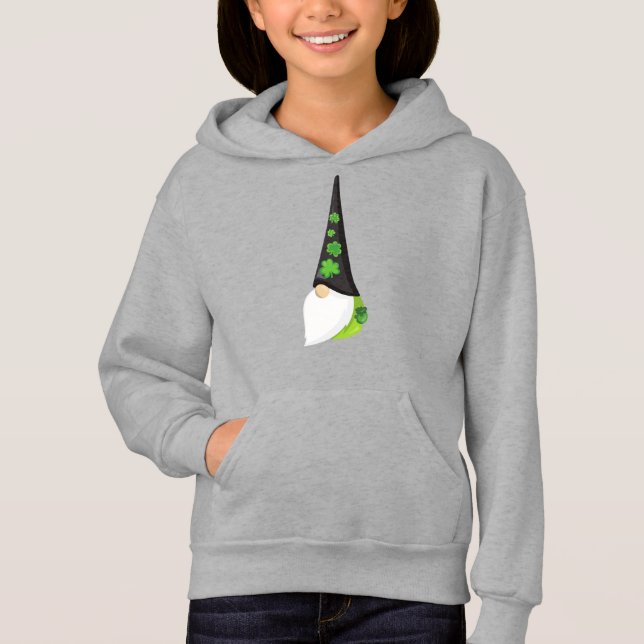 St. Patrick's Day Gnome, Niedlicher Gnome, Clovers Hoodie (Vorderseite)