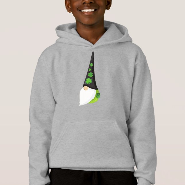 St. Patrick's Day Gnome, Niedlicher Gnome, Clovers Hoodie (Vorderseite)