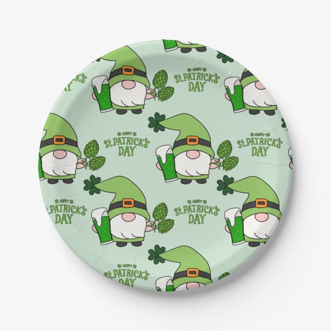 St. Patrick's Day Gnome Paper Plate Pappteller (Vorderseite)