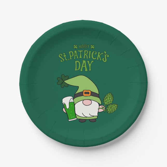 St. Patrick's Day Gnome Paper Plate Pappteller (Vorderseite)