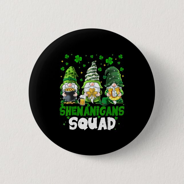 St. Patricks Day Gnome Schabernack-Truppe Heiliger Button (Vorderseite)