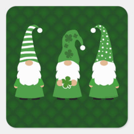 St Patricks Day Gnomes Quadratischer Aufkleber