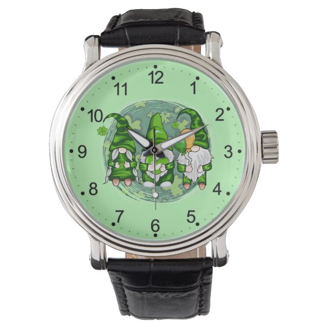 St. Patrick's Day Gnomes Shamrock Gnomes-54989 Armbanduhr (Vorderseite)