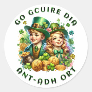 St Patrick's Day   Go gcuire Dia an t-ádh ort Runder Aufkleber