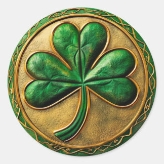 St. Patrick's Day Gold Coin Kleeblatt Runder Aufkleber