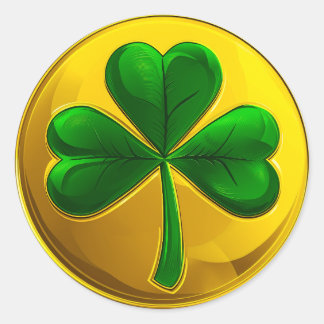 St. Patrick's Day Gold Coin Kleeblatt Runder Aufkleber