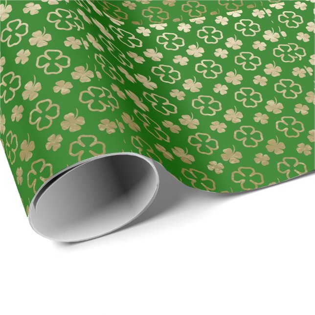 St. Patrick's Day Gold Green Geschenkpapier (Rolleneckpunkt)
