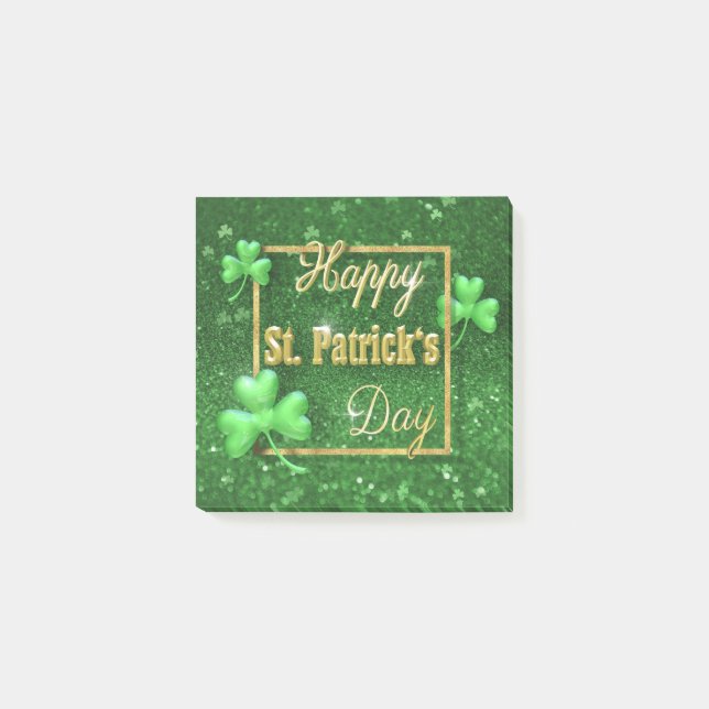 St. Patrick's Day Gold Kleeblatt Post-it Klebezettel (Vorderseite)