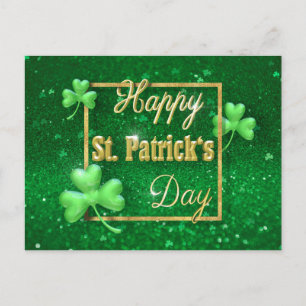 St. Patrick's Day Gold Kleeblatt Postkarte