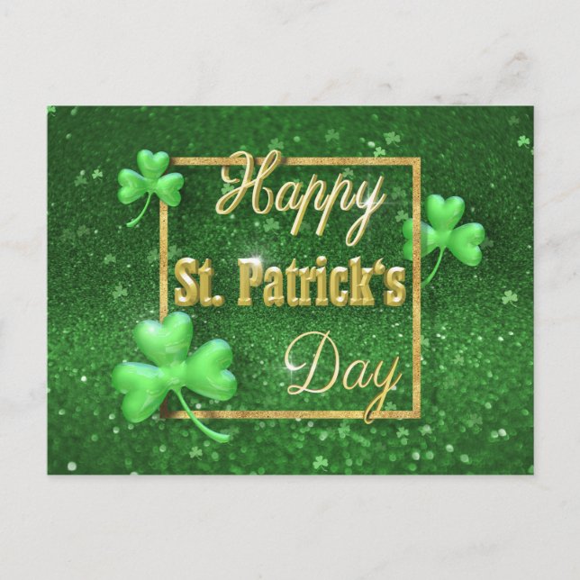 St. Patrick's Day Gold Kleeblatt Postkarte (Vorderseite)