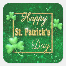 St. Patrick's Day Gold Kleeblatt Quadratischer Aufkleber