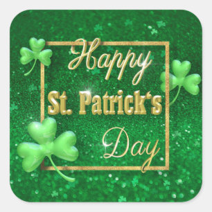 St. Patrick's Day Gold Kleeblatt Quadratischer Aufkleber
