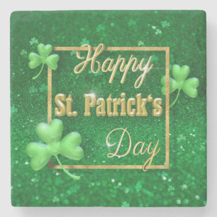 St. Patrick's Day Gold Kleeblatt Steinuntersetzer
