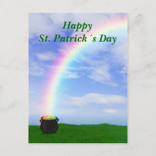 St Patrick's Day Gold Pot mit Regenbogen - Postkar Postkarte