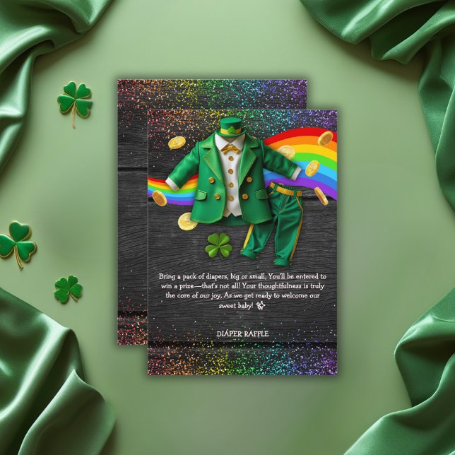 St. Patrick's Day Gold Rainbow Clover Baby Shower Begleitkarte (Von Creator hochgeladen)