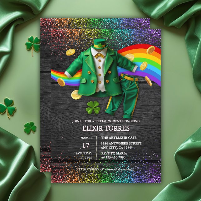 St. Patrick's Day Gold Rainbow Clover Baby Shower Einladung (Von Creator hochgeladen)