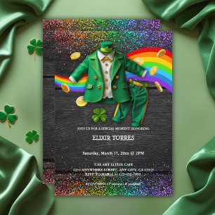 St. Patrick's Day Gold Rainbow Clover Baby Shower Einladung