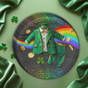 St. Patrick's Day Gold Rainbow Clover Baby Shower Pappteller