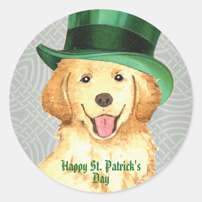 St. Patrick's Day Golden Classic Round Sticker (Vorderseite)