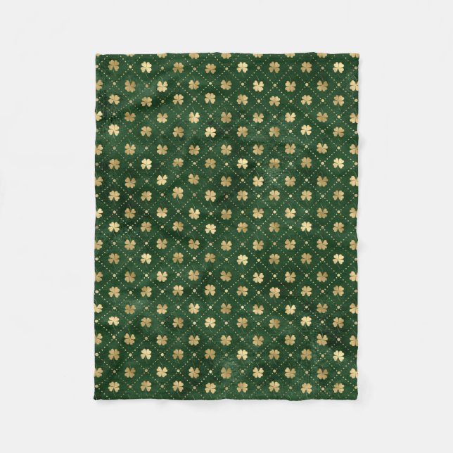St Patricks Day Golden Cloud Kleeblatt Vintag Fleecedecke (Vorderseite)