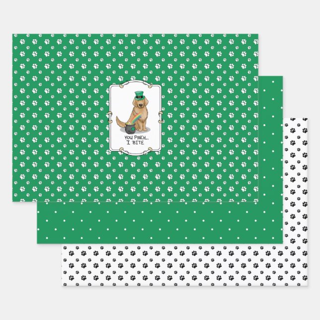 St. Patrick's Day Golden Retriever Dog Geschenkpapier Set (Set)