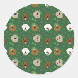 St Patricks Day Golden Retriever Hunde Runder Aufkleber