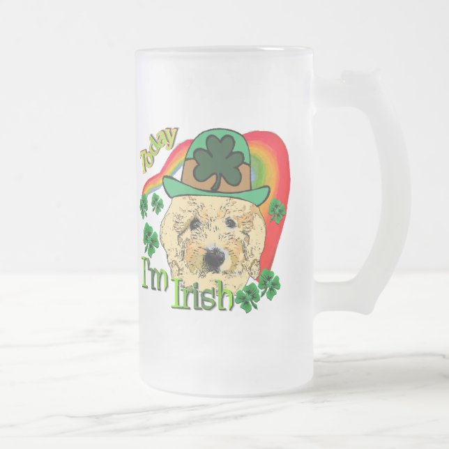 St Patricks Day Goldendoodle Mattglas Bierglas (Rechts)