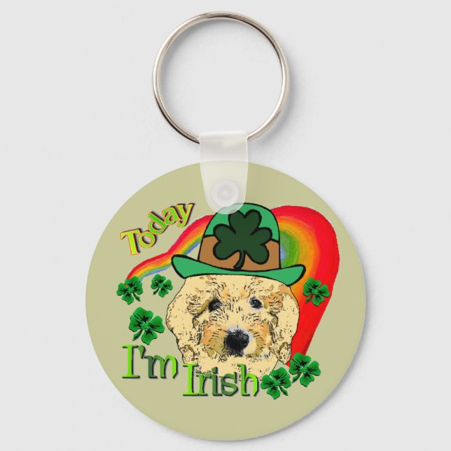 St Patricks Day Goldendoodle Schlüsselanhänger (Vorderseite)