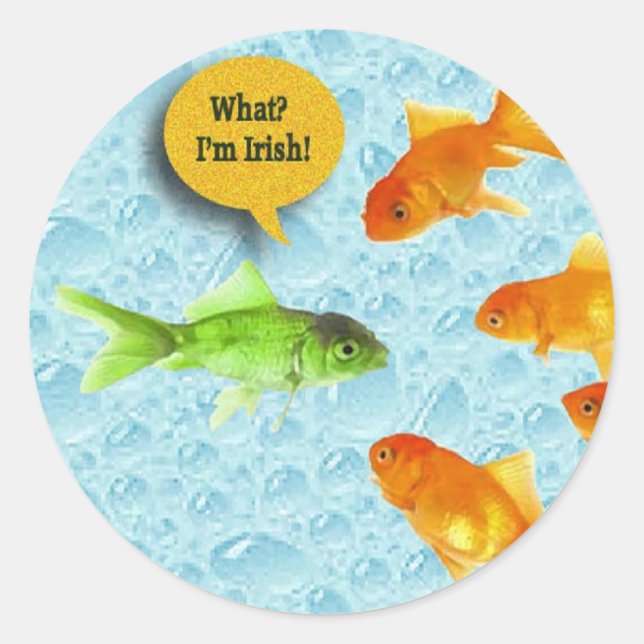 St. Patrick's Day, Goldfish Spaß Runder Aufkleber (Vorderseite)