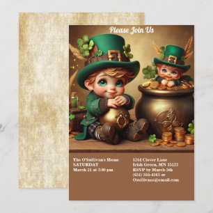 St. Patricks Day Goldtopf Junge Leprechaun Party Einladung
