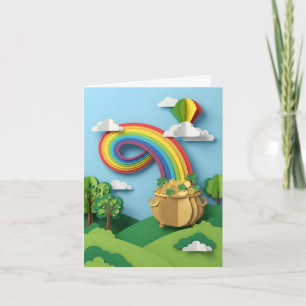 St. Patrick's Day Goldtopf Regenbogen Papier Aussc Karte