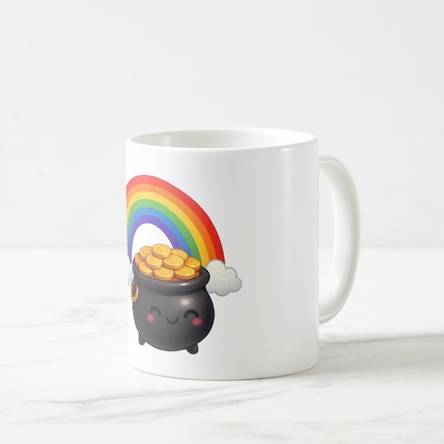 St. Patrick's Day Goldtopf-Tasse Kaffeetasse (VorderseiteRechts)