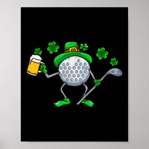St Patricks Day Golf Golfen irischer Golfer Bier H Poster