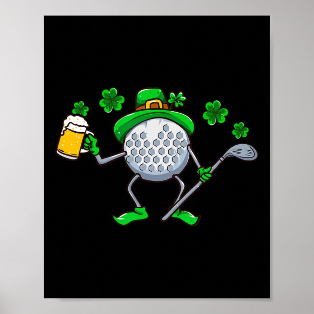 St Patricks Day Golf Golfen irischer Golfer Bier H Poster (Vorne)