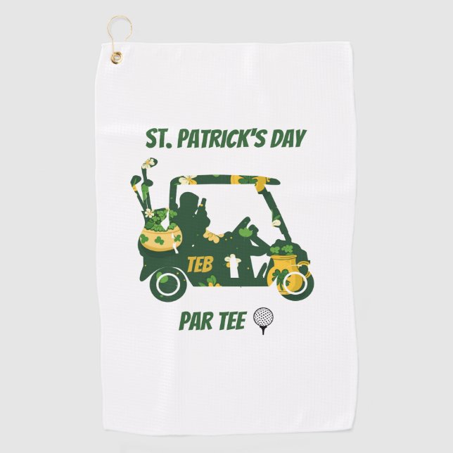 St. Patrick's Day Golf Par T-Shirt Monogramed Golfhandtuch (Vorderseite)