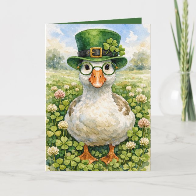 St. Patrick's Day Goose With Glasses Karte (Vorderseite)